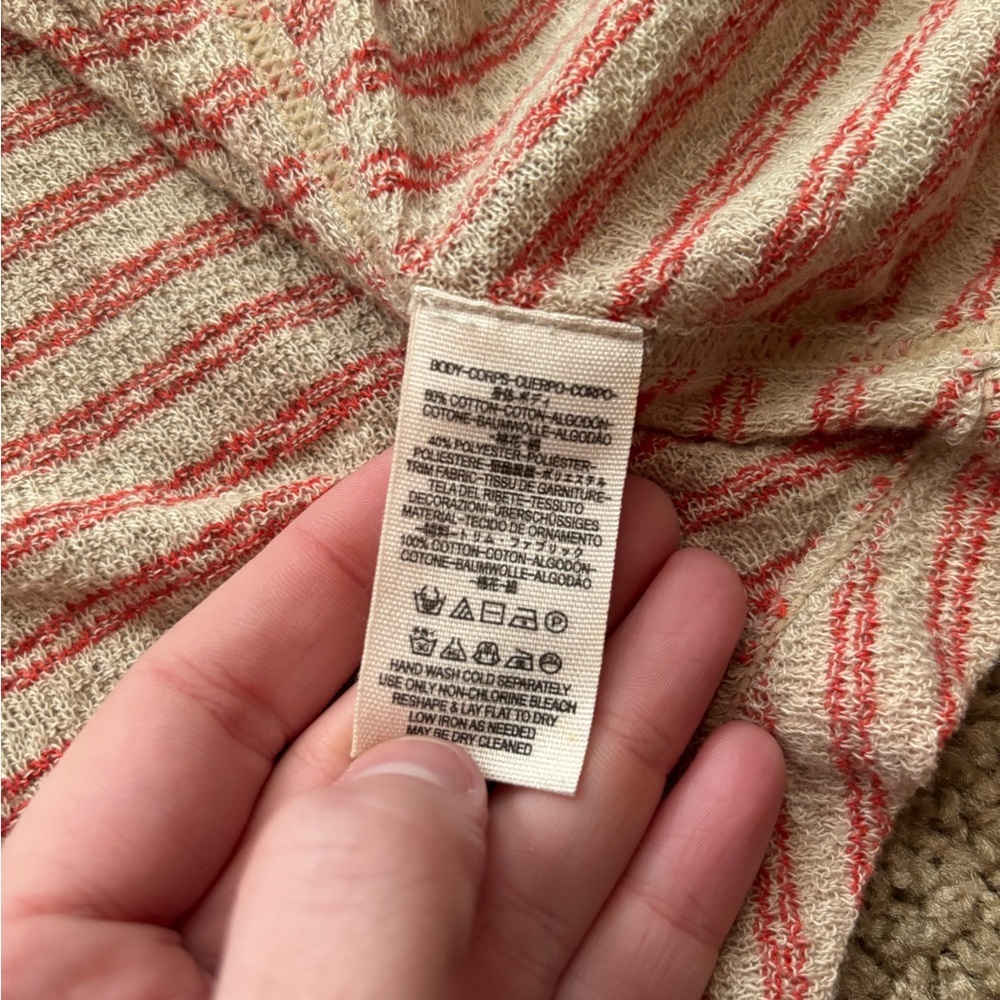 Free People Pink Striped Tank with Floral Embroidery Size Small - Picture 4 of 4